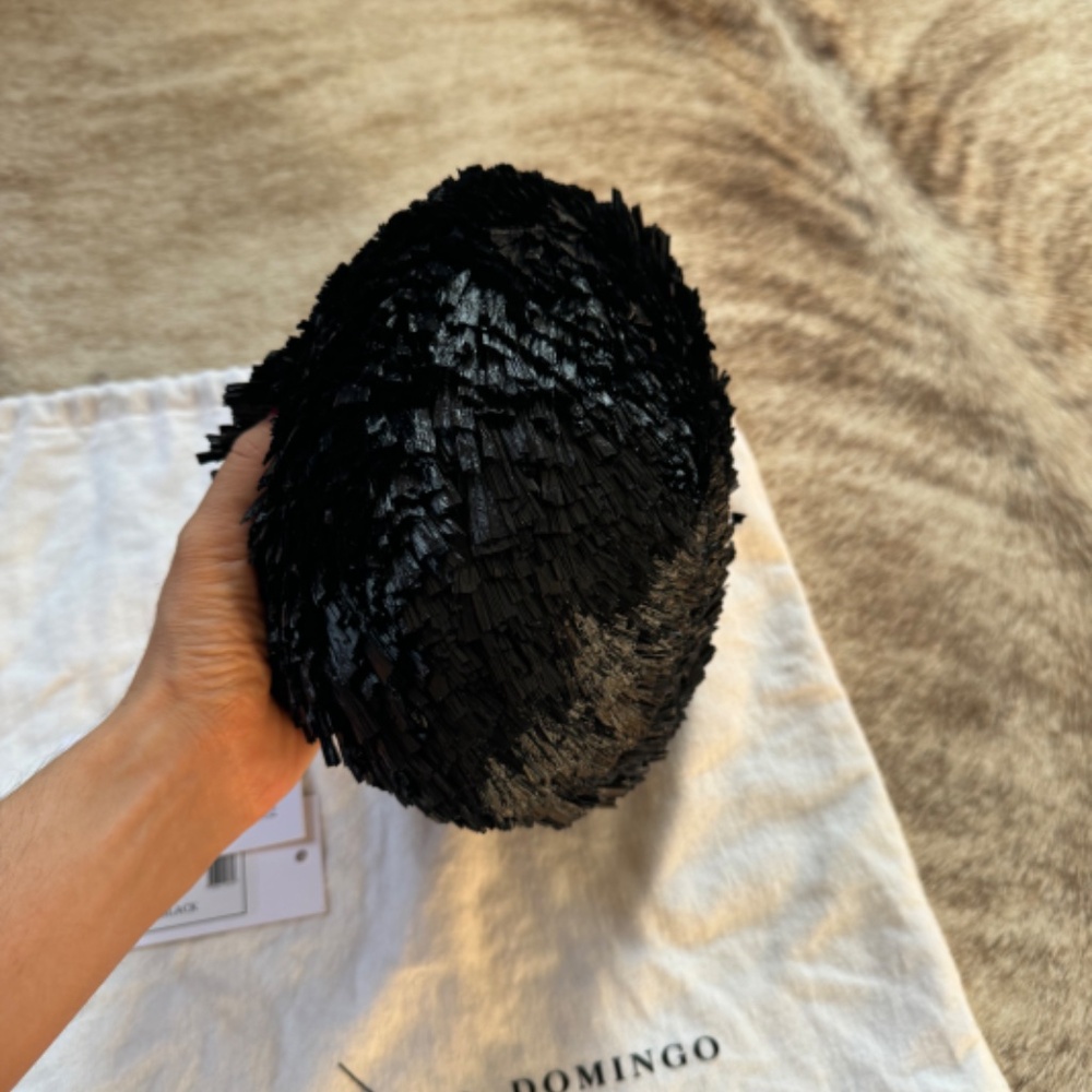 CAROLINA SANTO DOMINGO NWT Uni Raffia Ocean Black Purse - Picture 5 of 5